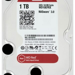 Western Digital WD Red 1TB 3.5 Inch NAS Internal Hard Drive – 5400 RPM – WD10EFRX
